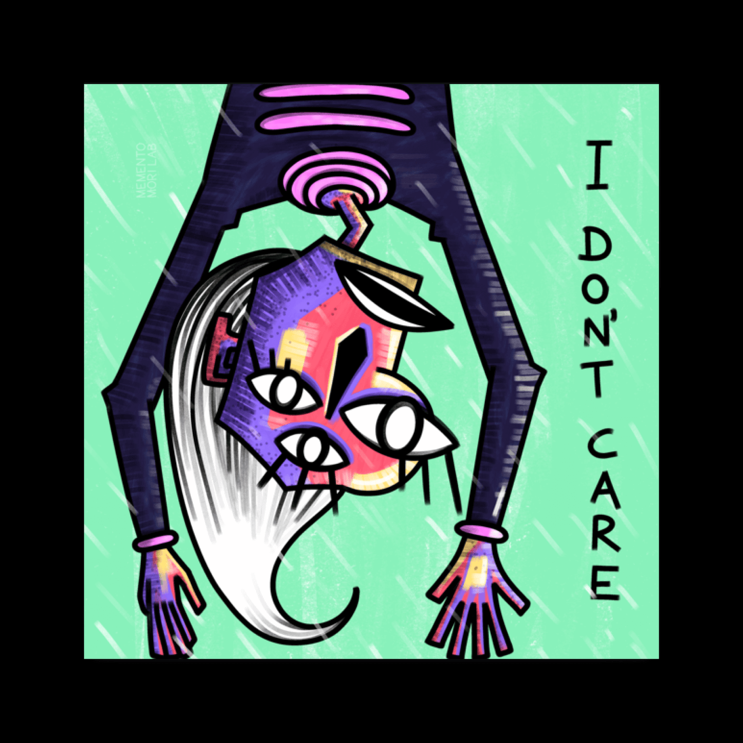 I Don't Care Alien Cubist Art Print