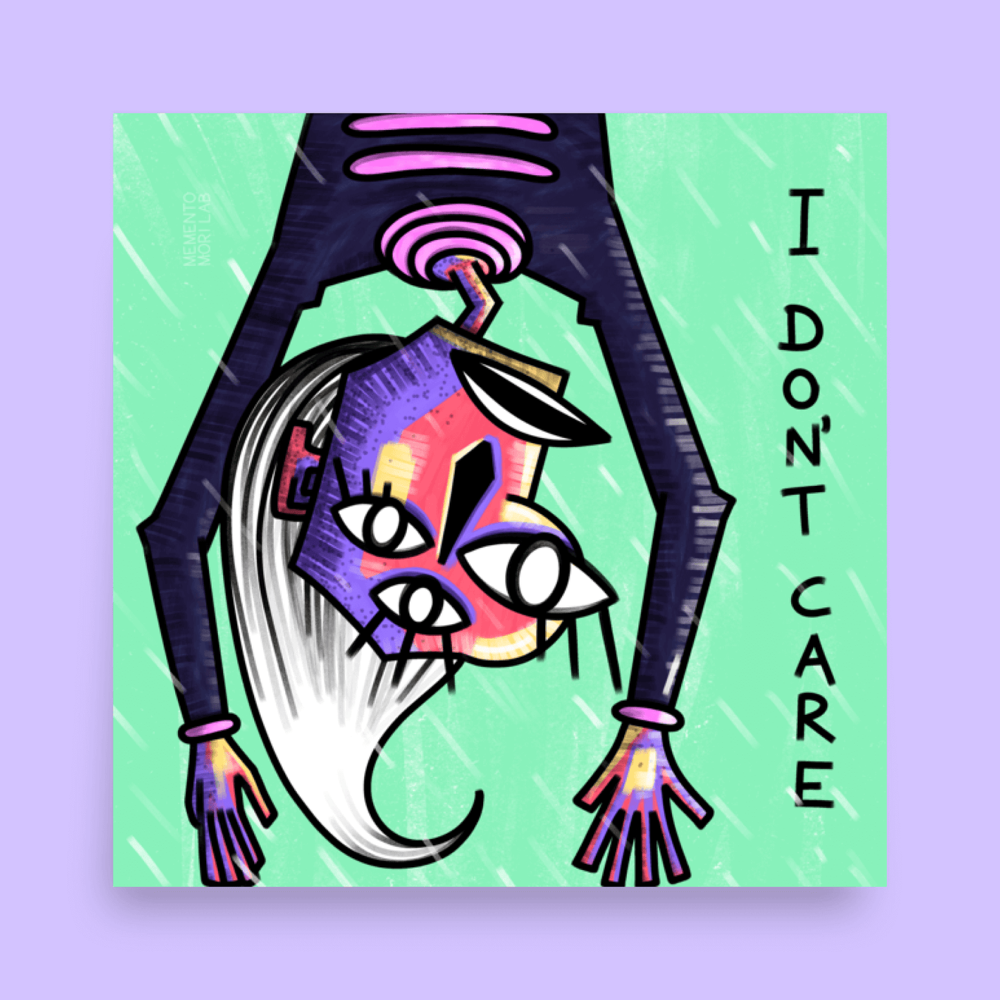 I Don't Care Alien Cubist Art Print