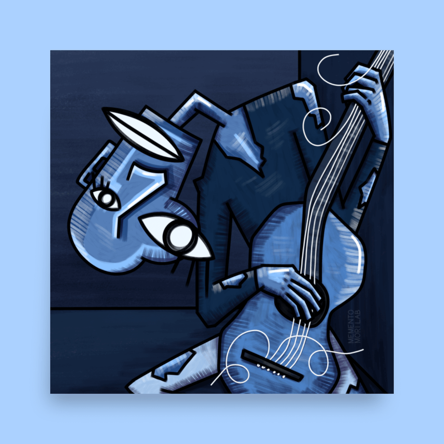 The Old Guitarist New Cubist Art Print