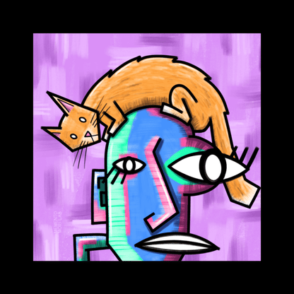 Cubist & Cat Art Print