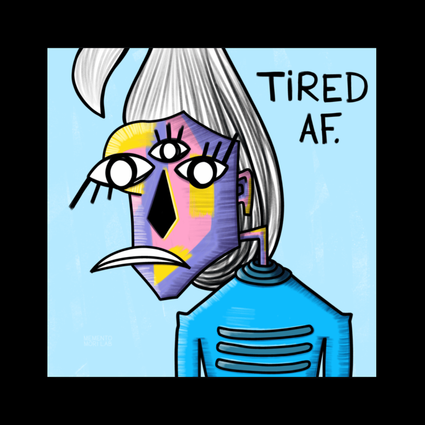 Alien Cubist Tired AF Art Print