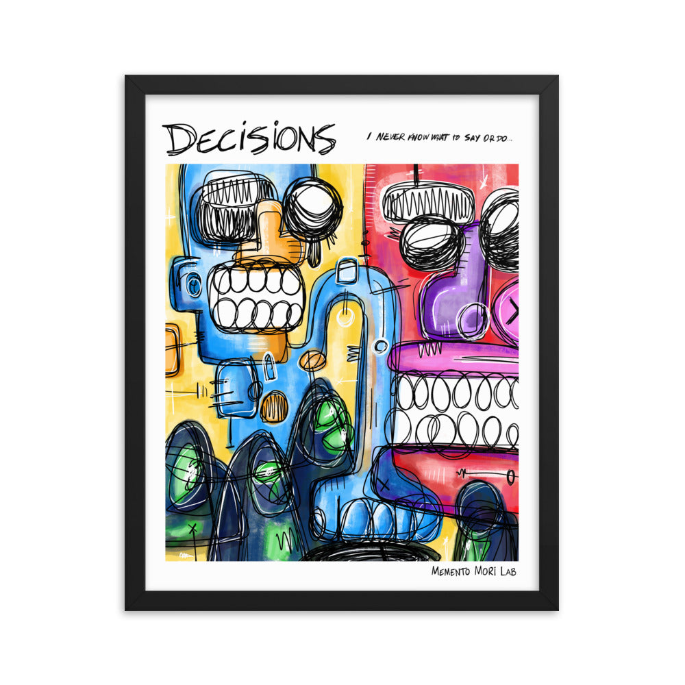 Decisions - Polaroid Sketch Framed Poster