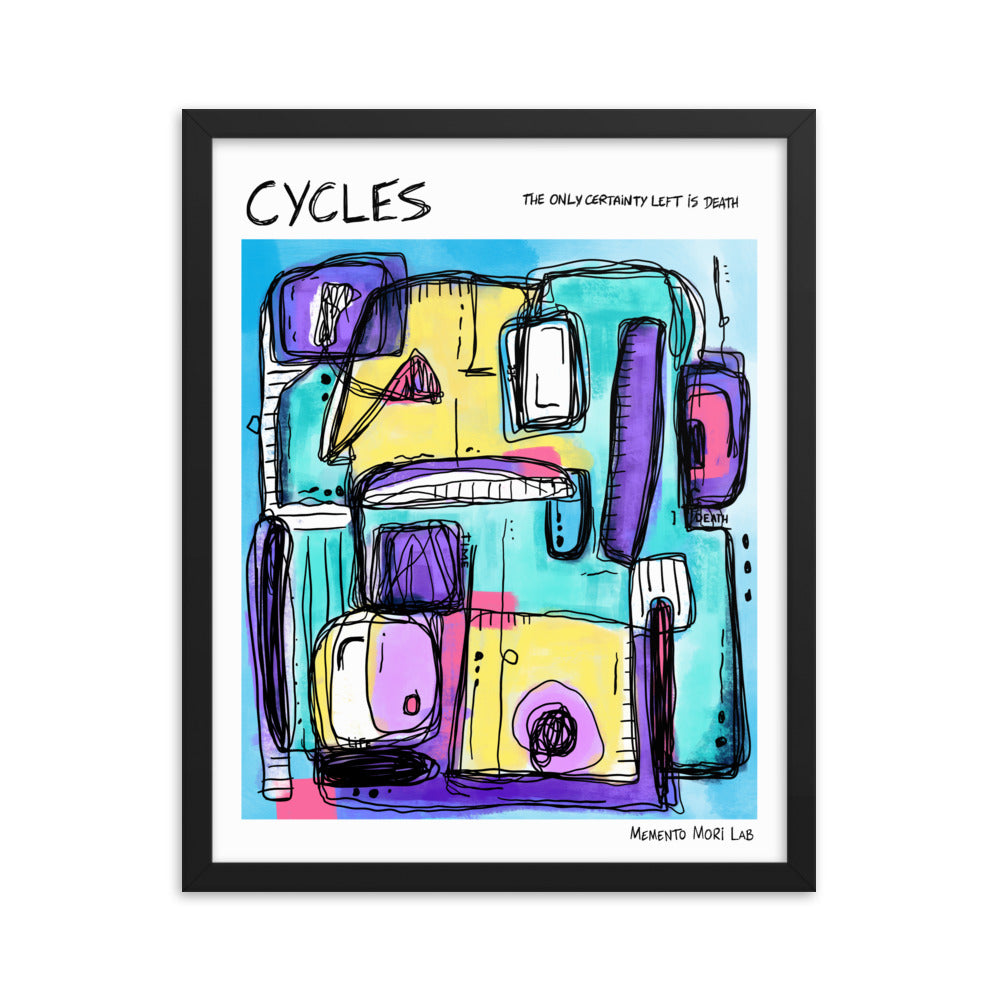 Cycles Polaroid Sketch Framed Poster