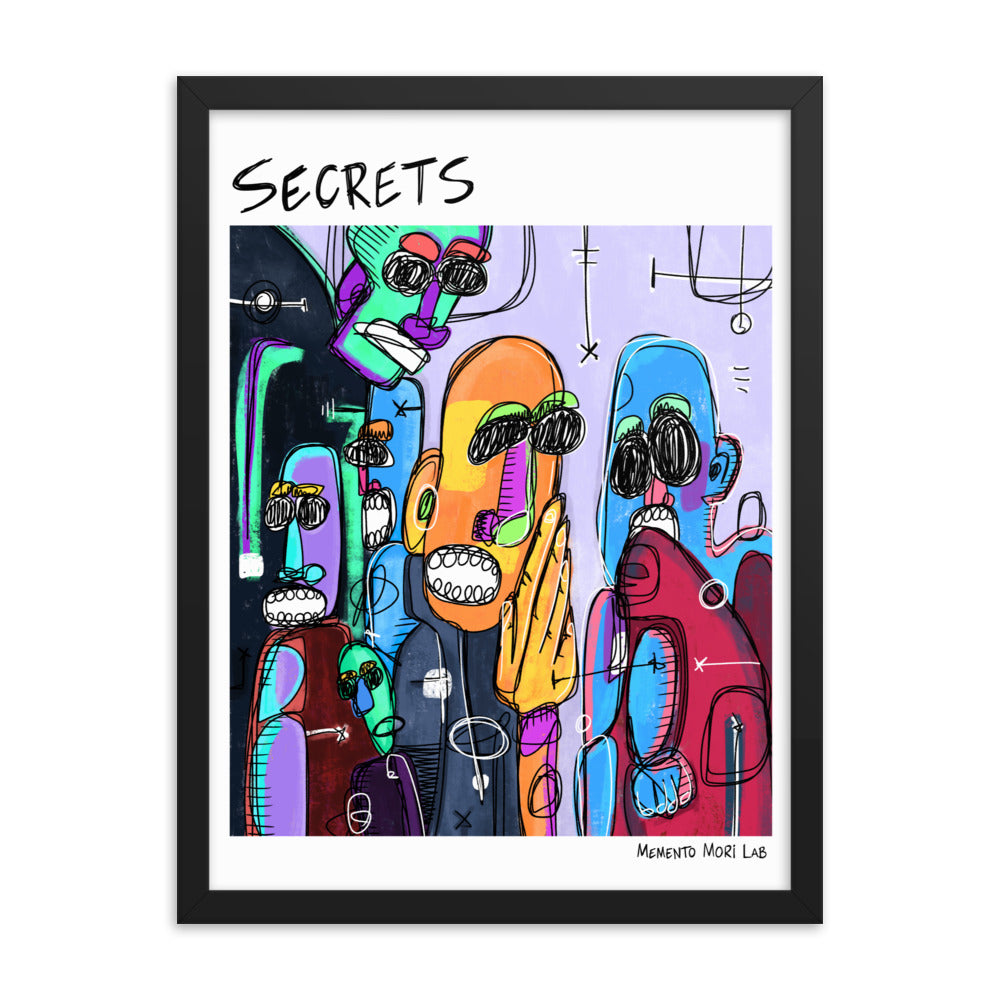 Secrets - Polaroid Sketch Framed Poster