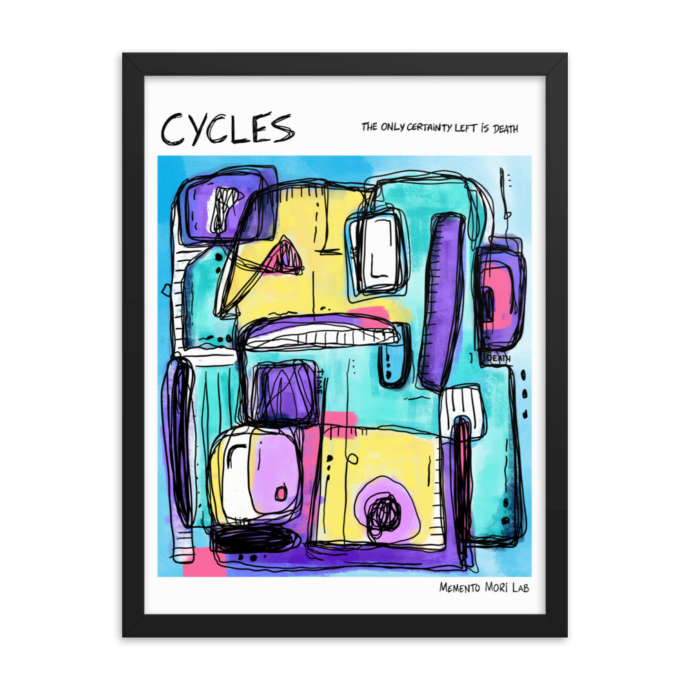 Cycles Polaroid Sketch Framed Poster