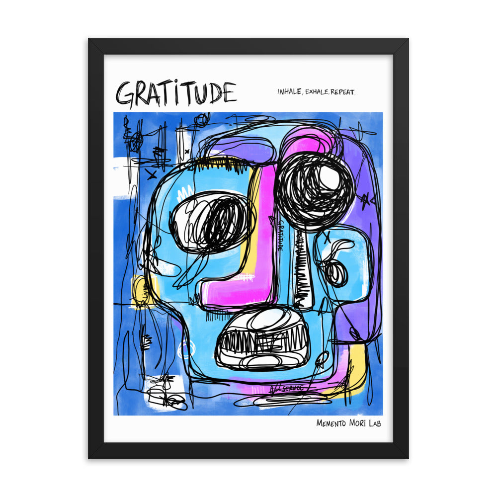 Gratitude Polaroid Sketch Framed Poster