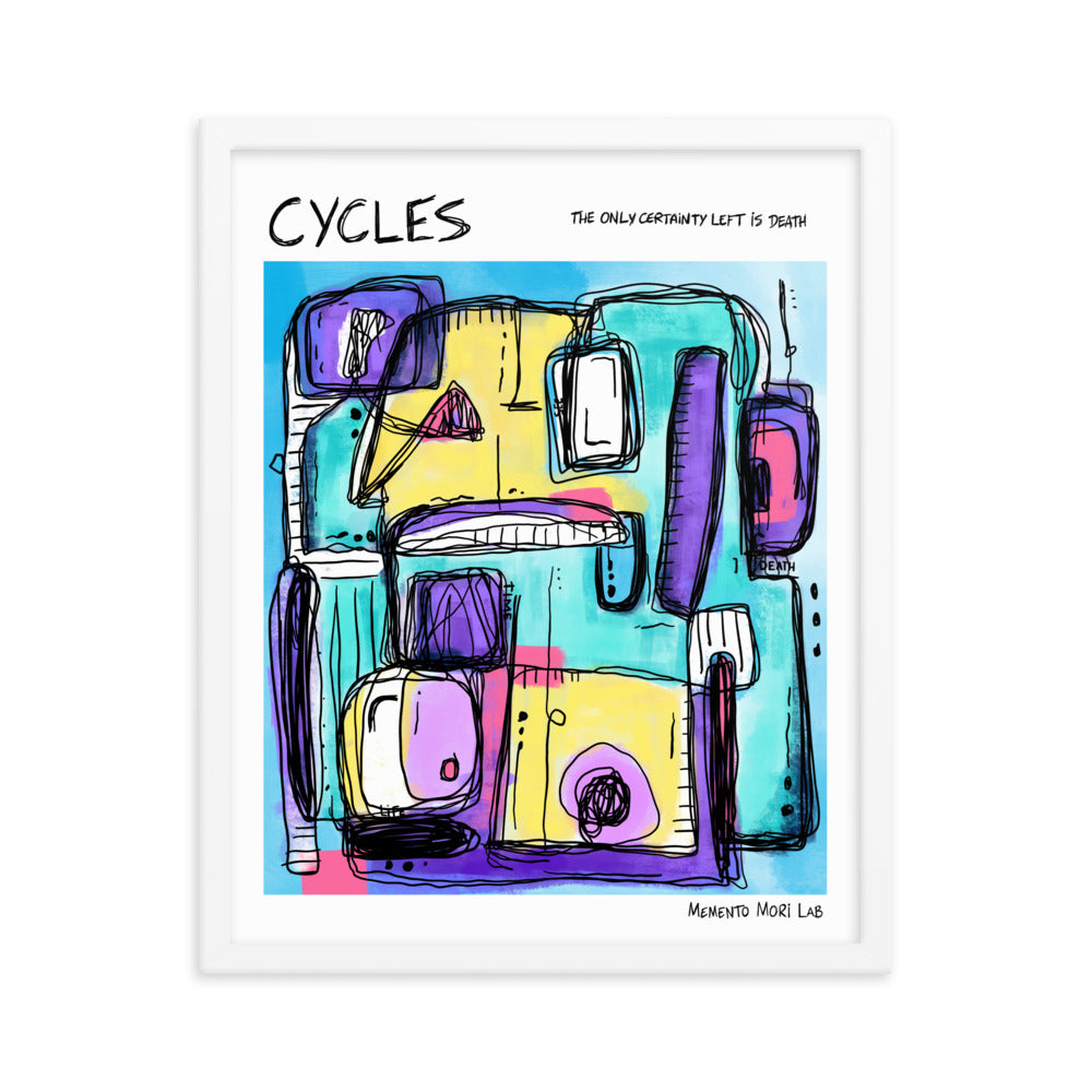 Cycles Polaroid Sketch Framed Poster