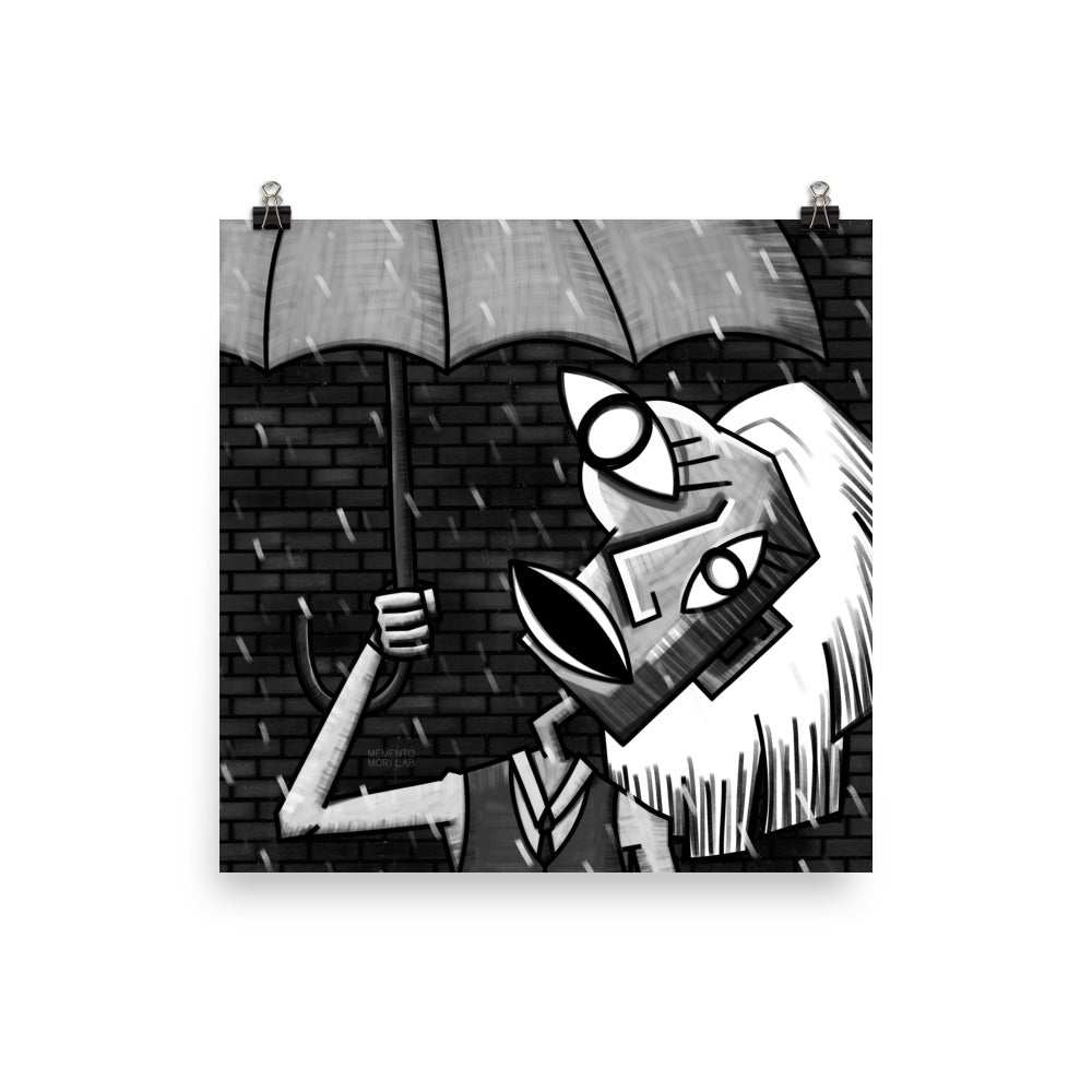 Film Noir Cubist In The Rain Art Print